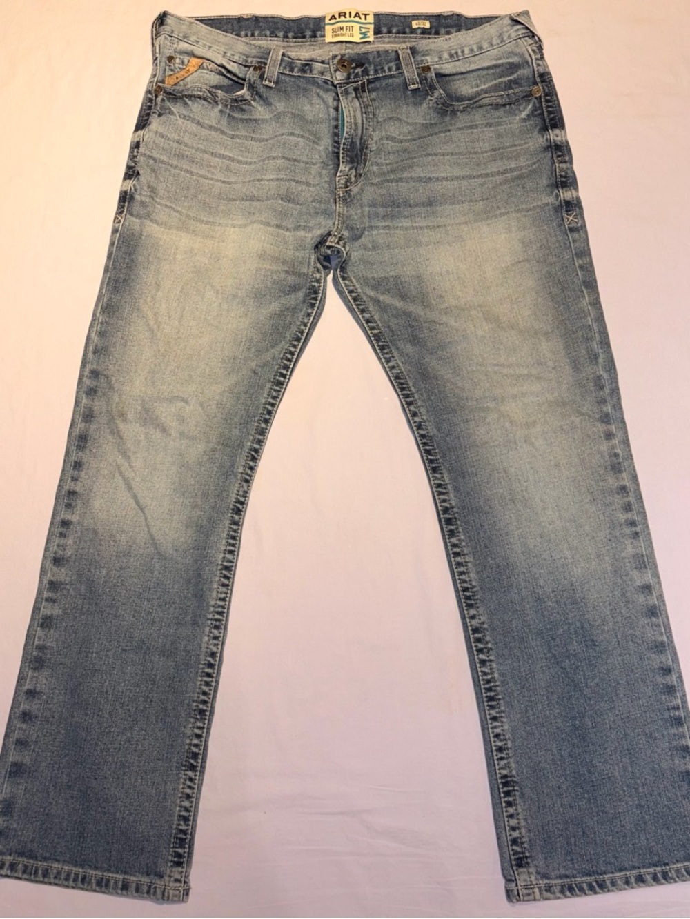 Ariat Men’s M7 Stirling Slim Fit Straight Leg Jeans 40/32 Light Wash